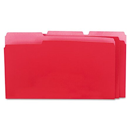 Coolcrafts Recycled Interior File Folders- 1/3 Cut- Top Tab- Legal- Red- 100/Box, 100PK CO885984